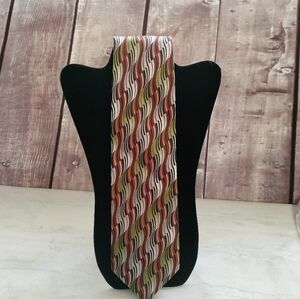 Dona/Dona Mens Silk Tie Necktie Hand Made Swirl Retro Hippie Neutral